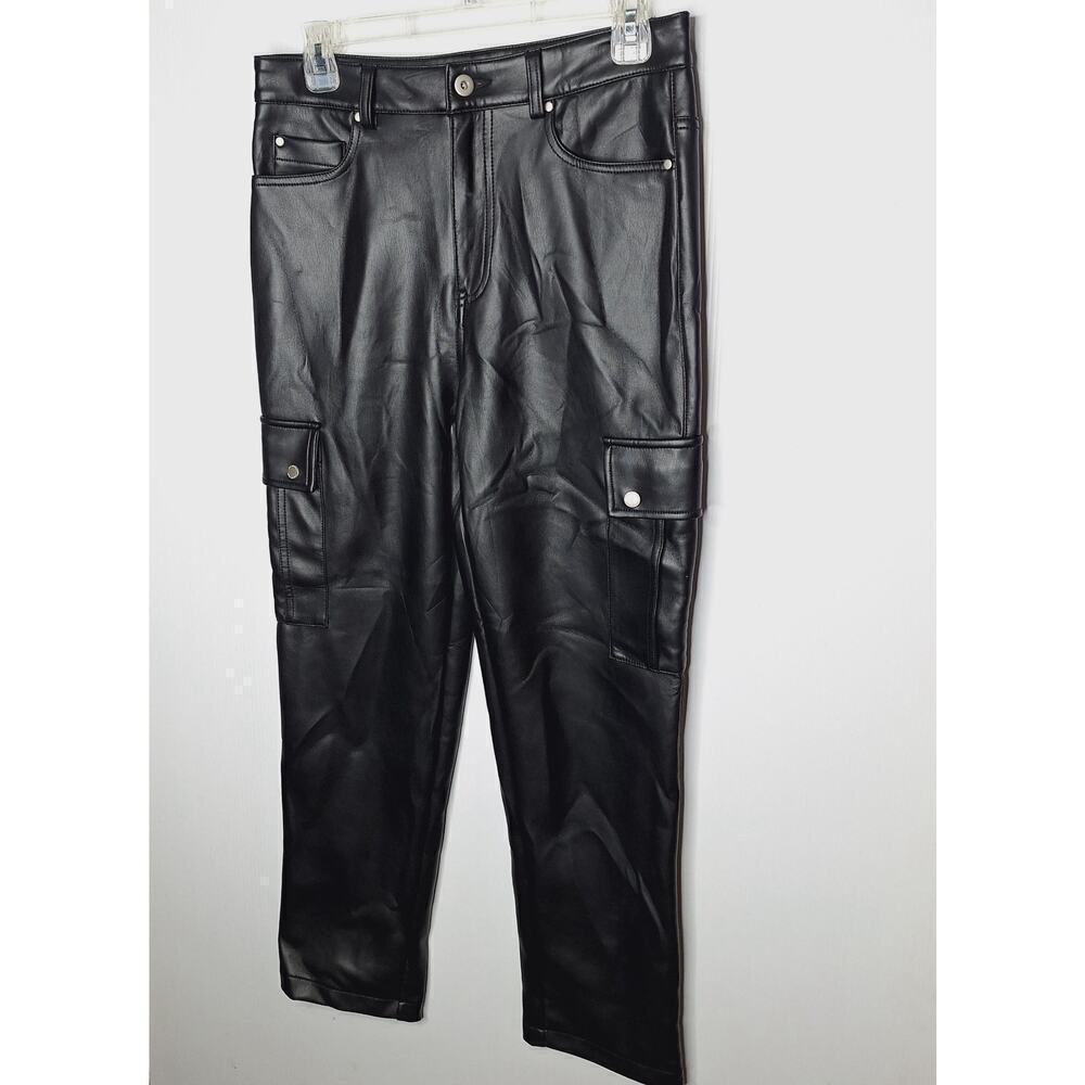Avec Les Filles Gabi Faux Leather Pant Cargo Utility Small High Rise Straight - Picture 4 of 12